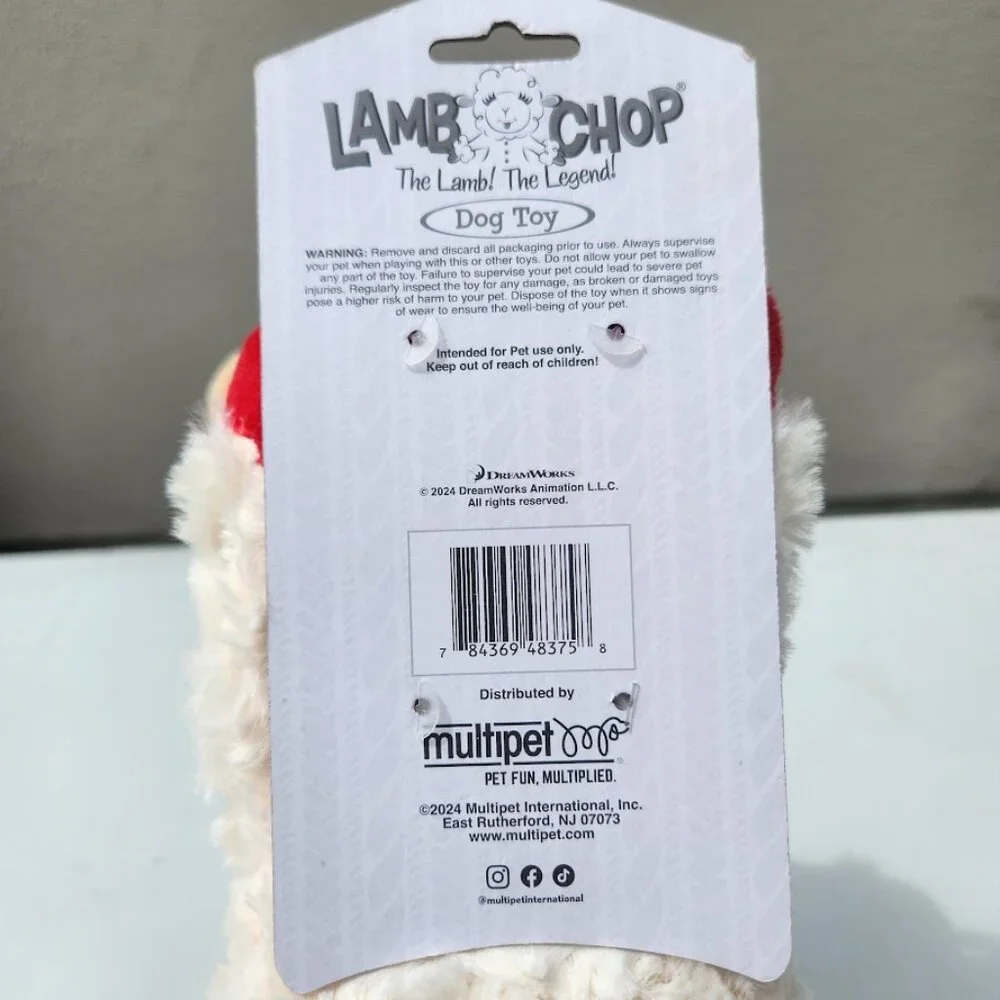 NEW Multipet Lamb Chop Dog Plush Toy Squeaky 10